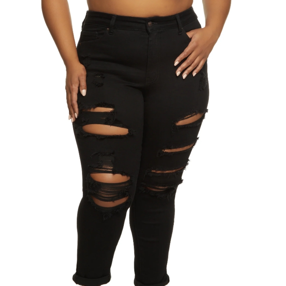 Wax distressed jeans